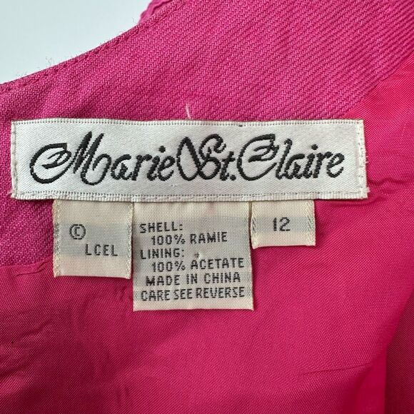 Vintage 80’s Marie St. Claire Midi Dress Size 12 Pink Floral Embroidered Modest - Picture 5 of 11